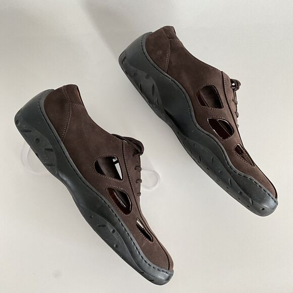 Michael Toschi Loafers 8.5 Brown Leather Lace-up Fisherman Breathable Oxfords - Picture 5 of 12